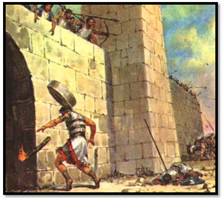 Rich.9:53 Maar een vrouw wierp een stuk van een molensteen op Abimelechs hoofd; en zij verpletterde zijn hersenpan.